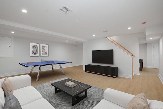 living room with light wood-type flooring