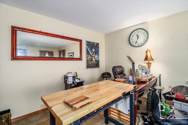 view of carpeted home office