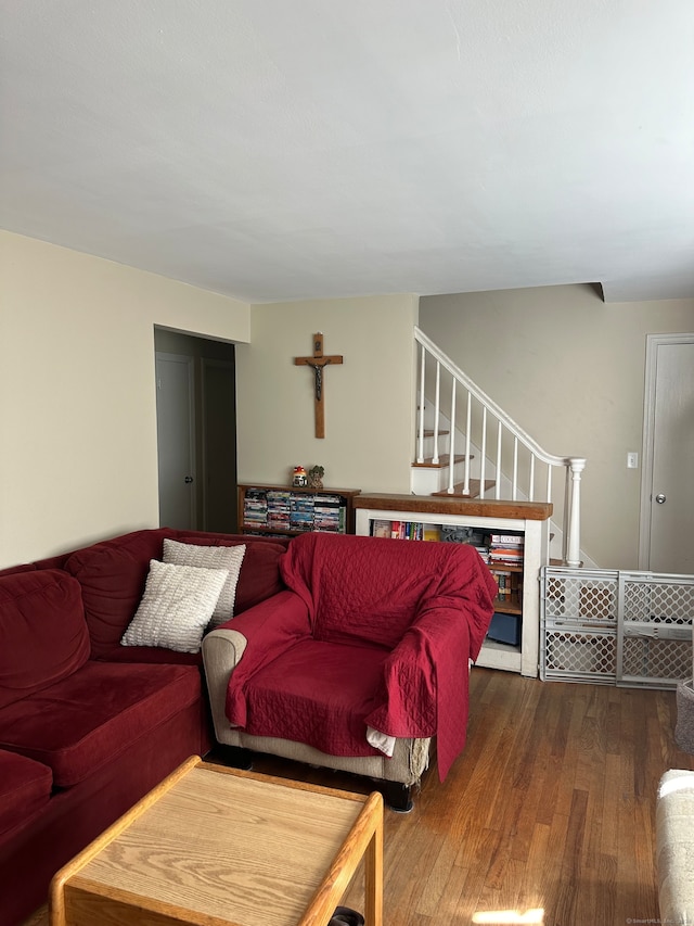 living room with hardwood / wood-style floors