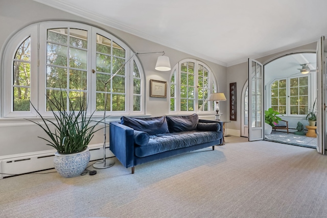 147 Old Church Rd, Greenwich, CT 06830 - sunroom featuring french doors and a baseboard radiator
