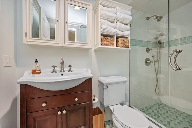 147 Old Church Rd, Greenwich, CT 06830 - bathroom with a stall shower, toilet, and vanity