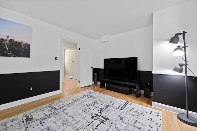 living room featuring light wood-type flooring