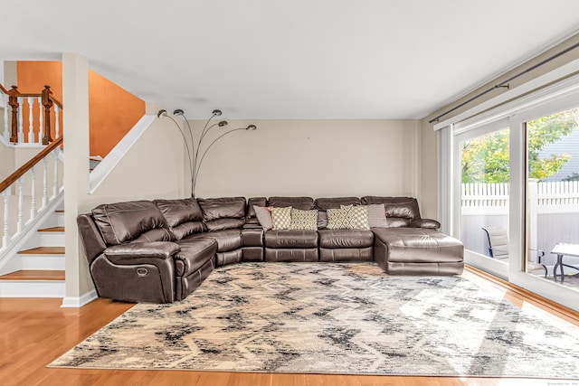 living room with wood-type flooring