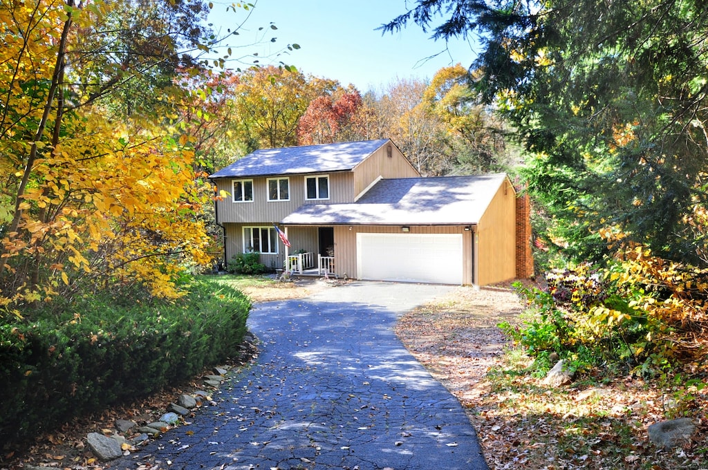 view of front of property with a garage