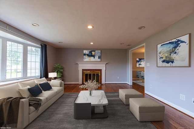 161 Dale Rd, Wethersfield, CT 06109 - living area with a fireplace, recessed lighting, and wood finished floors