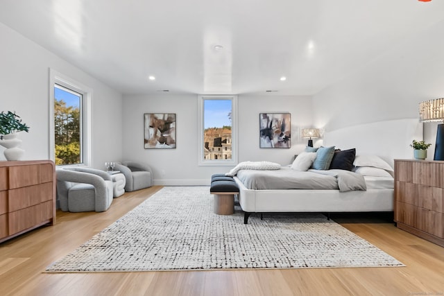 bedroom featuring light hardwood / wood-style flooring