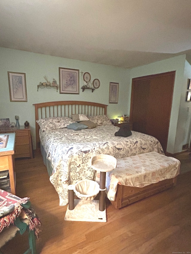 bedroom with hardwood / wood-style floors