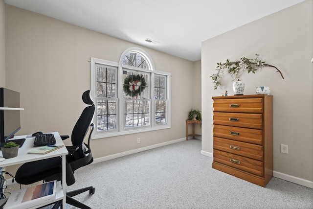 office with light colored carpet