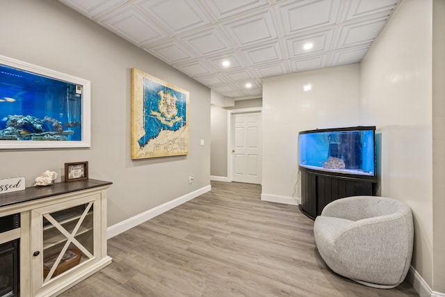 living area featuring light hardwood / wood-style flooring