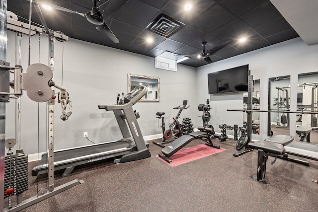 gym with a drop ceiling