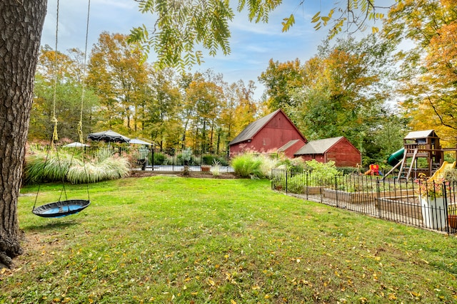 view of yard featuring a playground