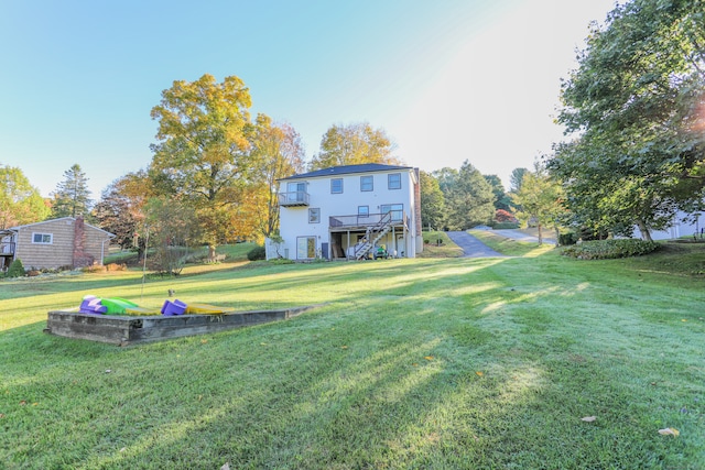 view of yard featuring a deck