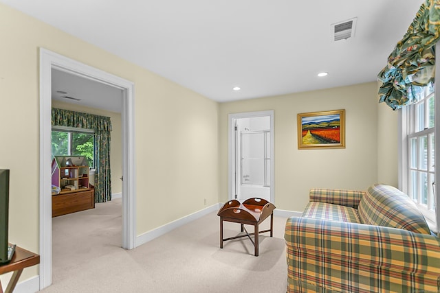 91 Open Gate Ln, Fairfield, CT 06890 - sitting room featuring light carpet, baseboards, and recessed lighting