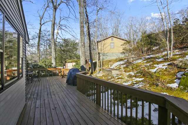 deck featuring grilling area