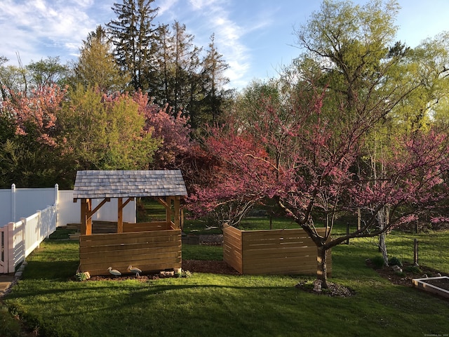 view of yard featuring an outdoor structure