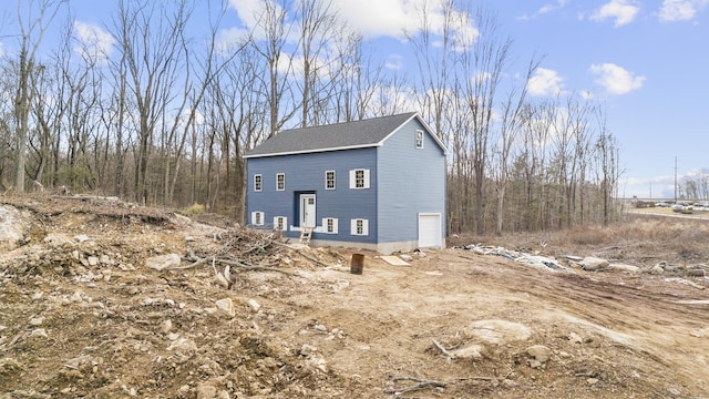 exterior space with a garage