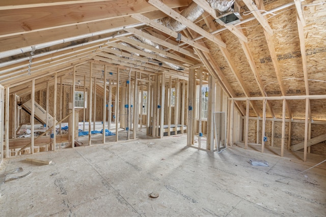 view of unfinished attic