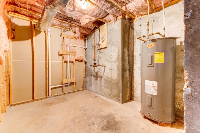 basement featuring water heater