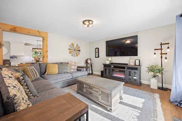 living room with light wood-type flooring