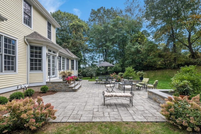 view of patio / terrace featuring french doors