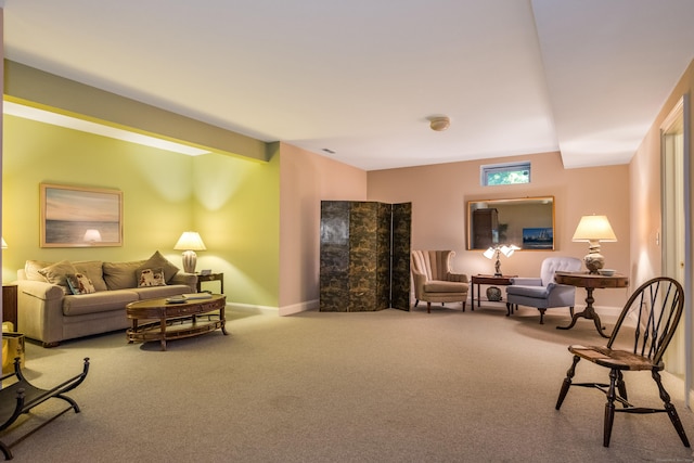 living room featuring carpet flooring