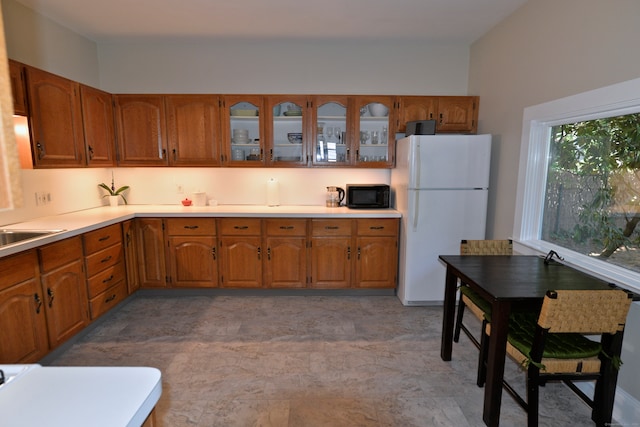 kitchen with white fridge