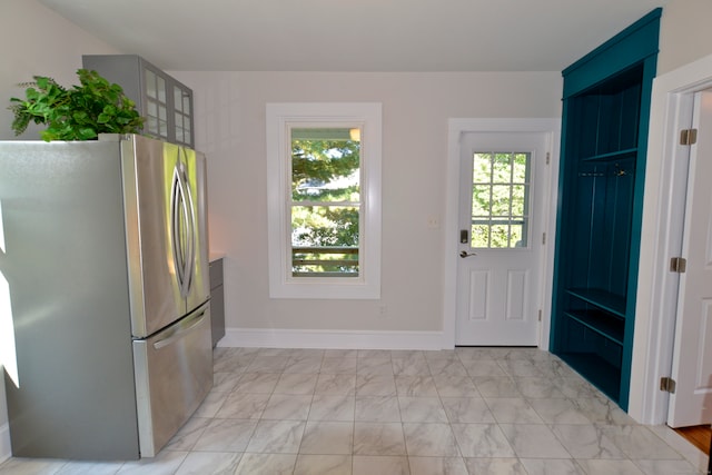 kitchen with stainless steel fridge