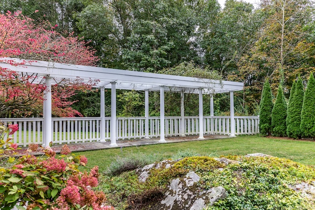 view of yard featuring a pergola