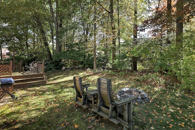 view of yard featuring a deck