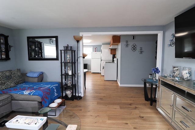 living room featuring light wood-type flooring