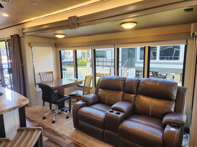 living room with hardwood / wood-style floors