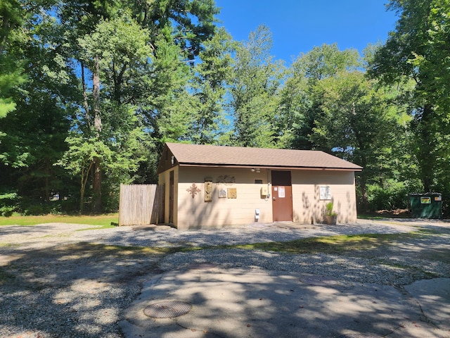 garage with fence