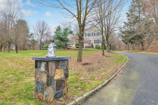 view of front of home with a front lawn