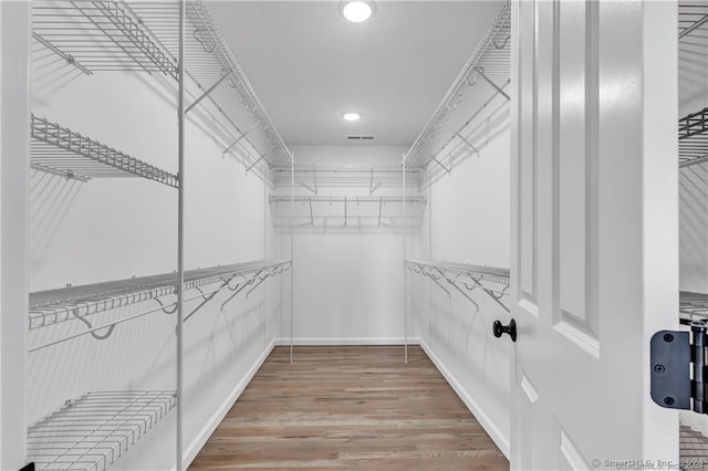 spacious closet with wood-type flooring