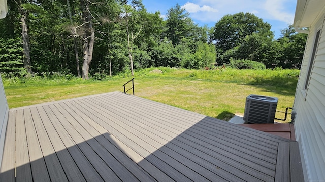 107 N Hollow Rd, Hartland, CT 06027 - wooden deck featuring central AC unit and a lawn