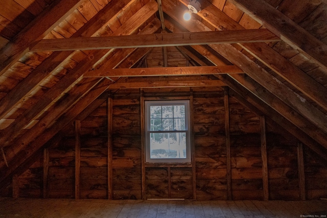 view of unfinished attic