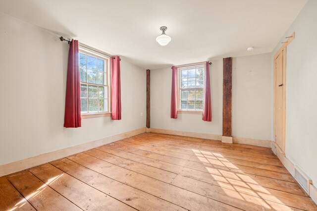 empty room featuring light wood-type flooring and a healthy amount of sunlight