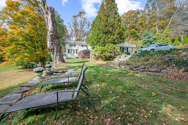 view of yard featuring a deck