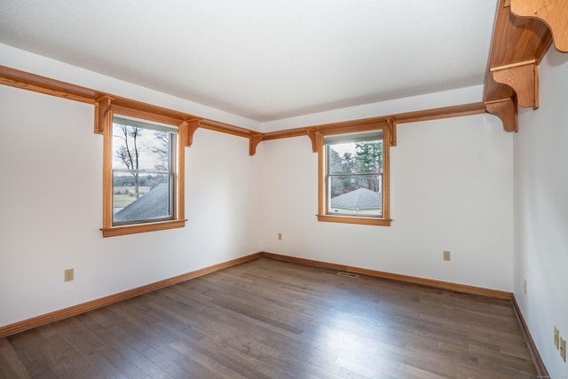 spare room with a healthy amount of sunlight and wood-type flooring