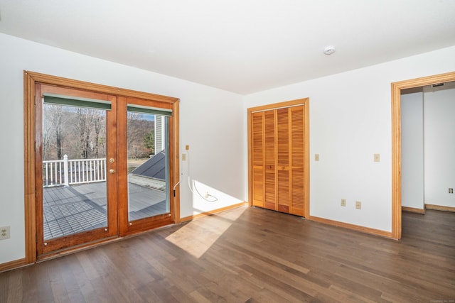 interior space with dark hardwood / wood-style flooring