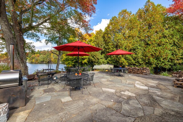 538 Wheelers Pt, Winchester, CT 06098 - view of patio featuring outdoor dining space and a water view
