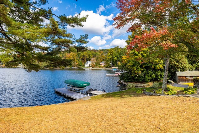 538 Wheelers Pt, Winchester, CT 06098 - dock with a water view and a lawn