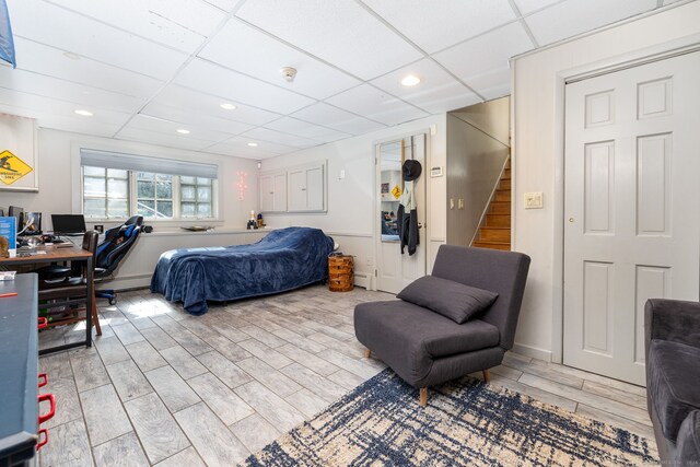 538 Wheelers Pt, Winchester, CT 06098 - bedroom with a drop ceiling, a desk, light wood finished floors, and recessed lighting