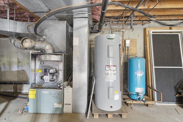 utility room featuring water heater