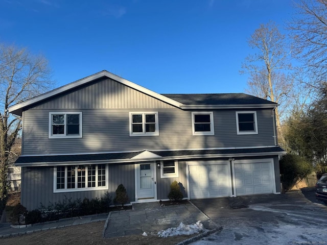 view of front property with a garage