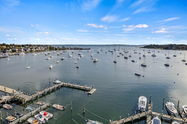 property view of water with a boat dock