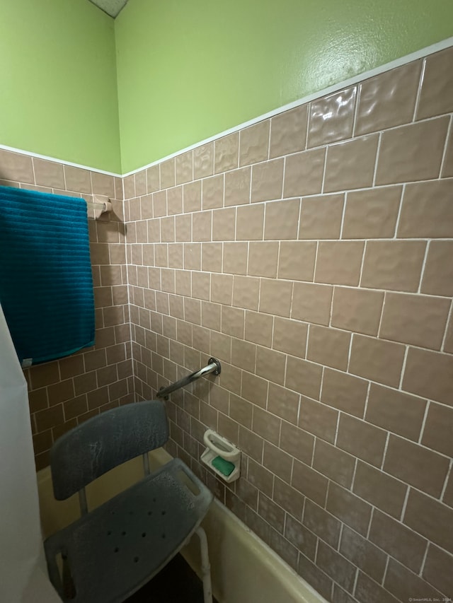 bathroom featuring tiled shower / bath