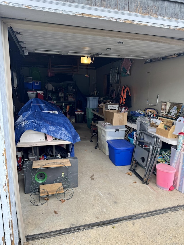 garage with a garage door opener