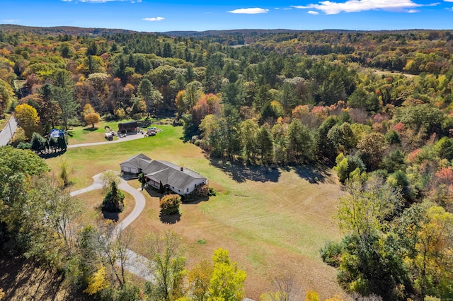 aerial view with a forest view
