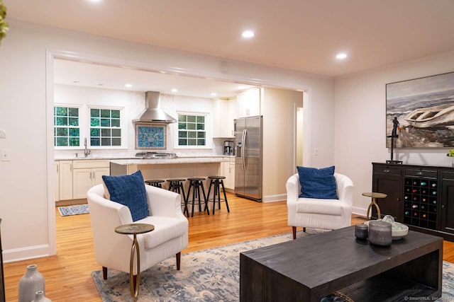 144 Hawks Hill Rd, New Canaan, CT 06840 - living area with light wood-type flooring and recessed lighting
